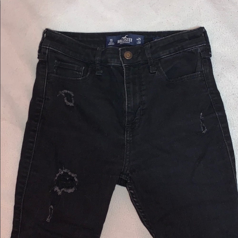 High-waisted super skinny black jeans